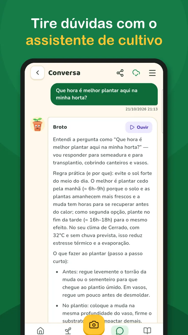 Tire dúvidas com o assistente de cultivo